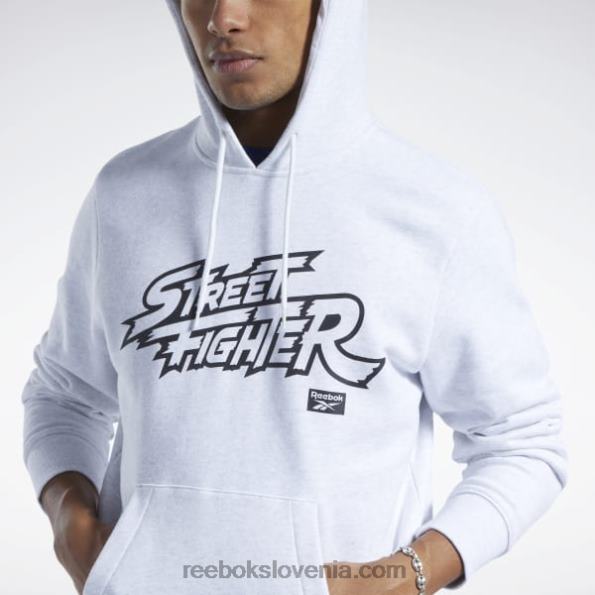 Reebok Street Fighter grafični pulover s kapuco R22JR363 beli melanž