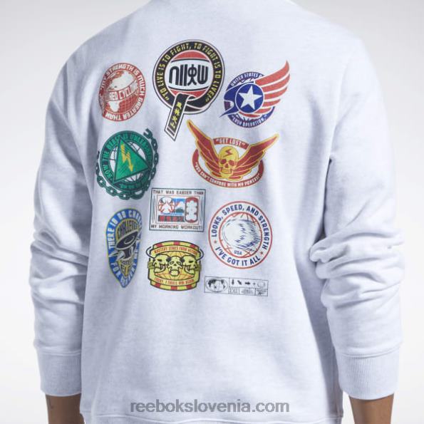 Reebok Street Fighter grafični pulover s kapuco R22JR363 beli melanž