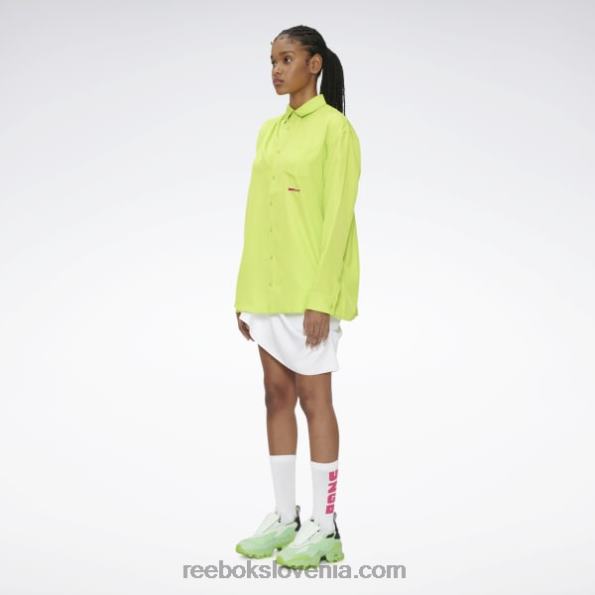 Reebok srajca na gumbe z drapedom pyer moss R22JR236 zvočno zelena