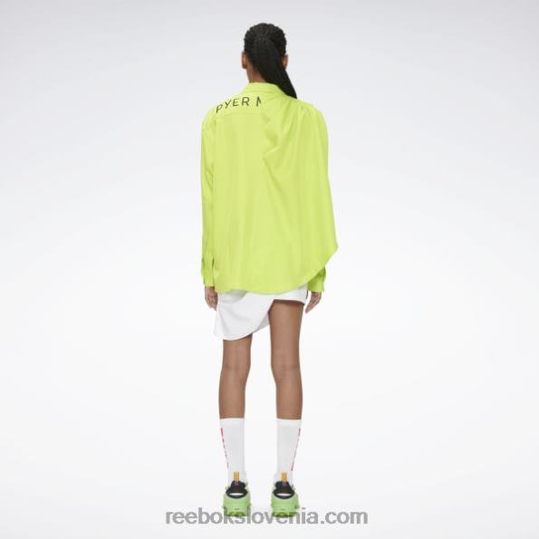 Reebok srajca na gumbe z drapedom pyer moss R22JR236 zvočno zelena