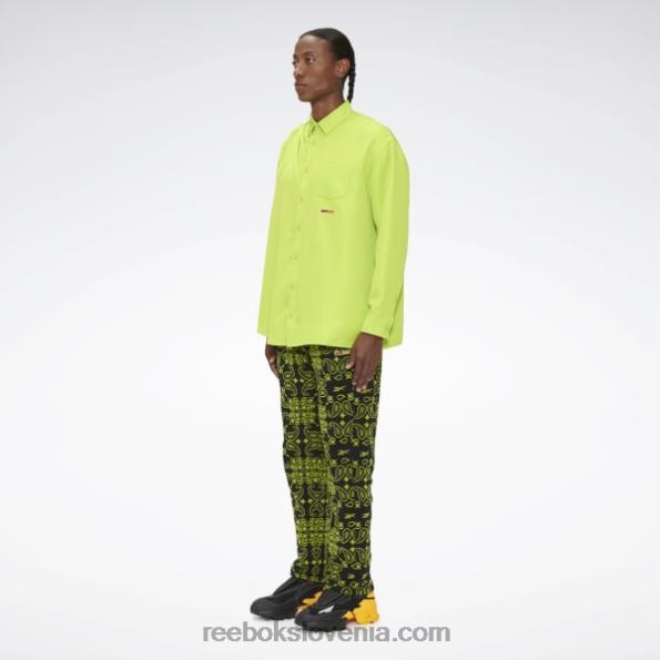 Reebok srajca na gumbe z drapedom pyer moss R22JR236 zvočno zelena