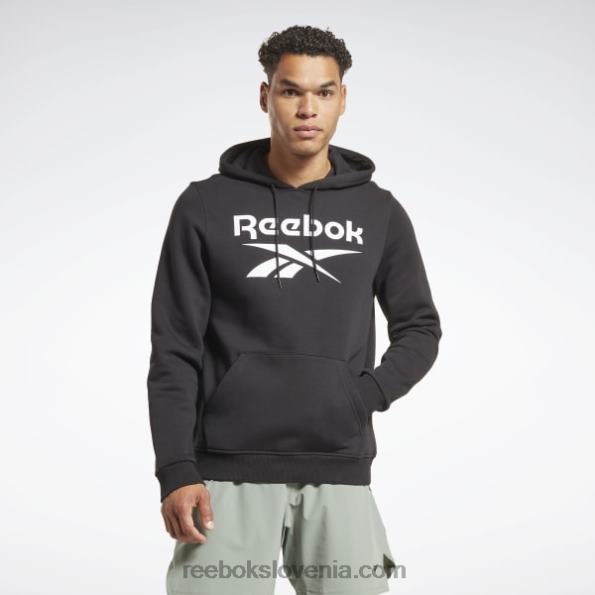 Reebok pulover s kapuco z logotipom iz identičnega flisa R22JR1171 Črna moški