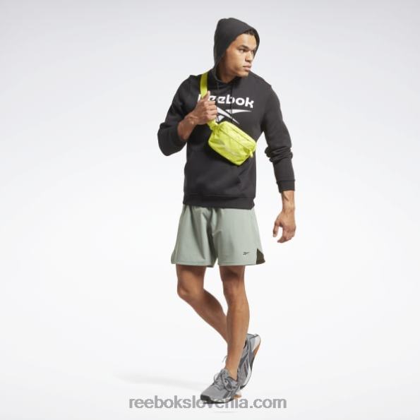 Reebok pulover s kapuco z logotipom iz identičnega flisa R22JR1171 Črna moški