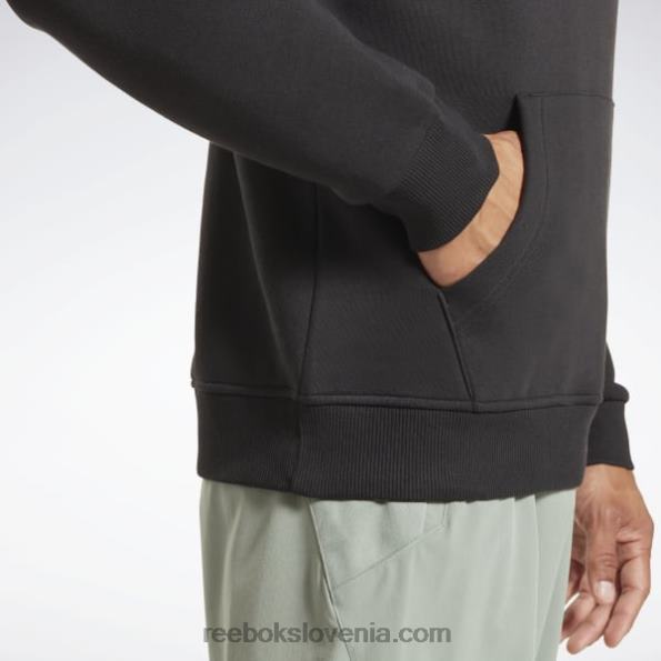 Reebok pulover s kapuco z logotipom iz identičnega flisa R22JR1171 Črna moški