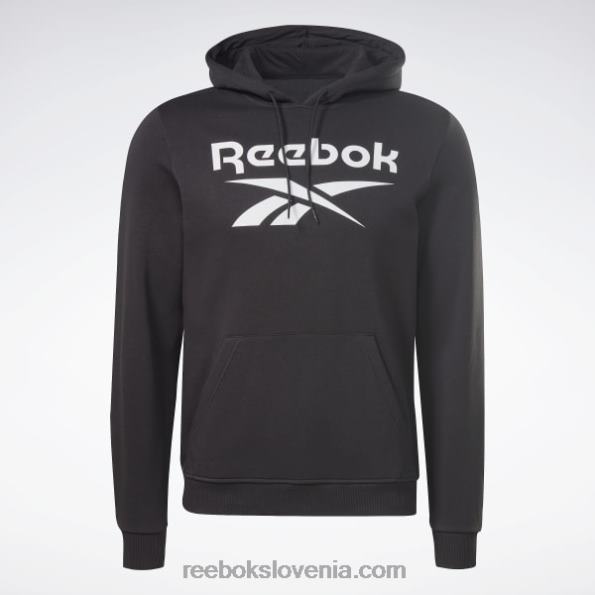 Reebok pulover s kapuco z logotipom iz identičnega flisa R22JR1171 Črna moški