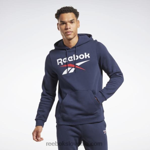 Reebok pulover s kapuco z logotipom iz identičnega flisa R22JR1175 vektorska mornarica moški