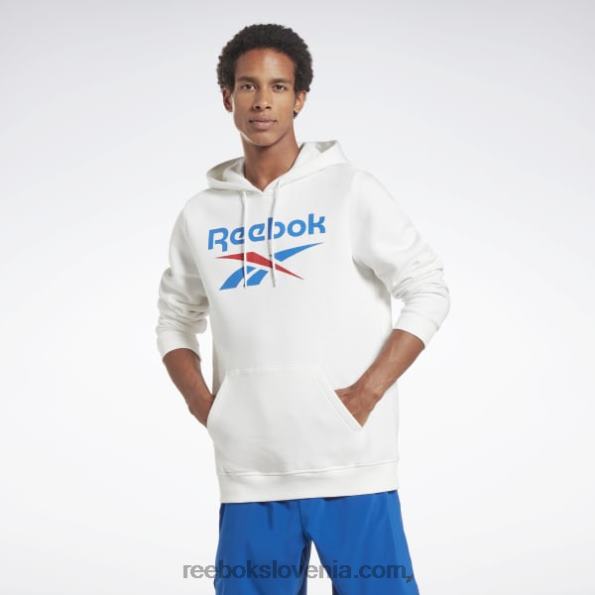 Reebok pulover s kapuco z logotipom iz identičnega flisa R22JR1243 bela moški
