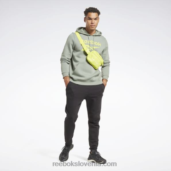 Reebok pulover s kapuco z logotipom iz identičnega flisa R22JR1278 harmonija zelena moški