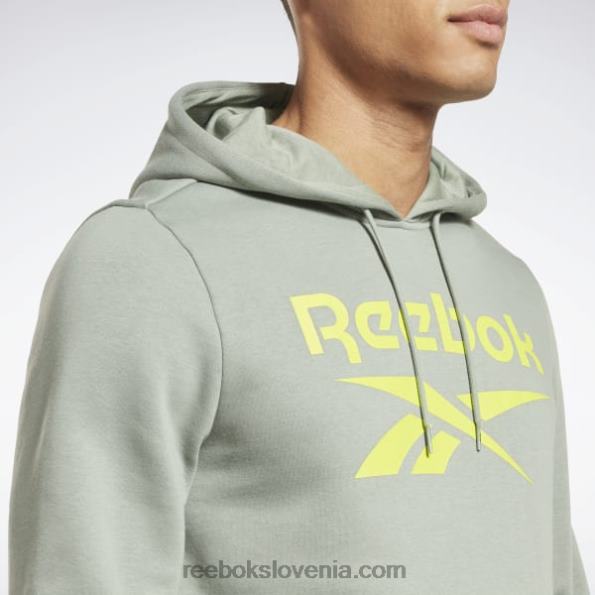 Reebok pulover s kapuco z logotipom iz identičnega flisa R22JR1278 harmonija zelena moški