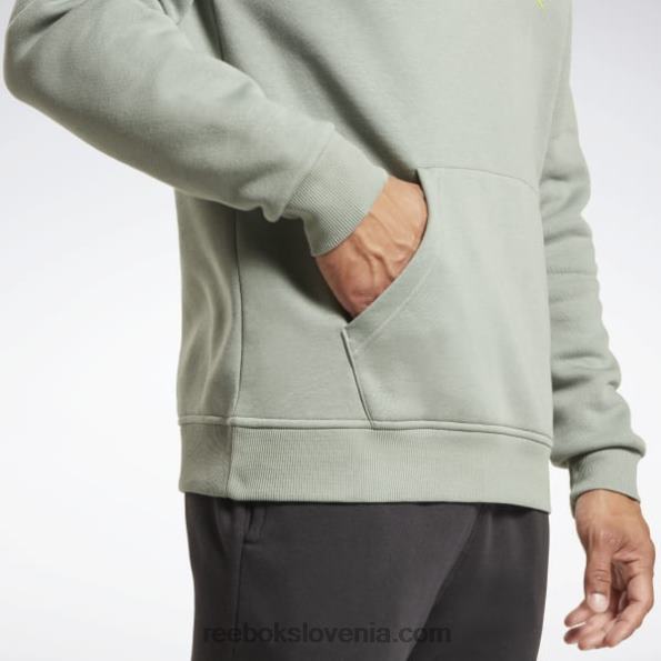 Reebok pulover s kapuco z logotipom iz identičnega flisa R22JR1278 harmonija zelena moški