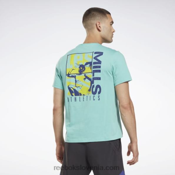 Reebok les mills grafična majica s kratkimi rokavi R22JR1313 polklasična teal moški