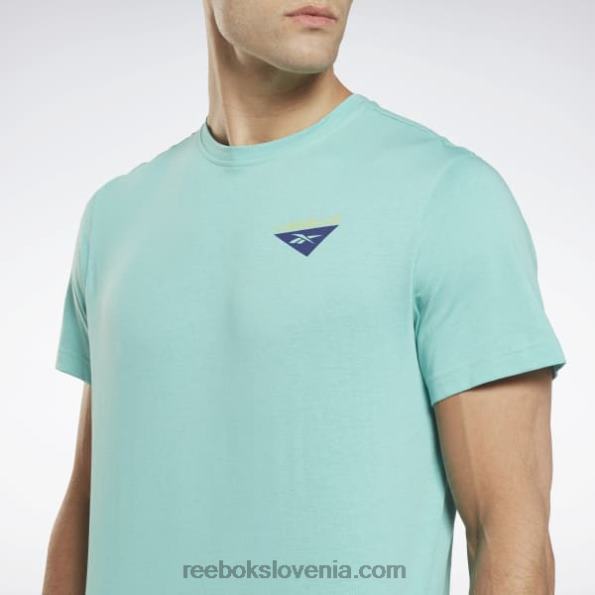 Reebok les mills grafična majica s kratkimi rokavi R22JR1313 polklasična teal moški