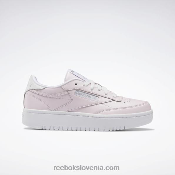 Reebok club c 85 dvojni čevlji - razredna šola R22JR1442 porcelan roza/ftwr bela/srebrna met. otroci