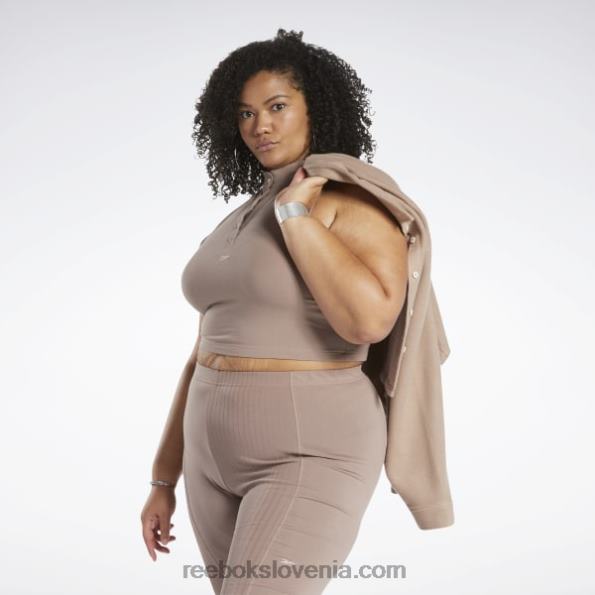 Reebok klasična majica brez rokavov iz bombažnega džersija (večja velikost) R22JR764 taupe ženske