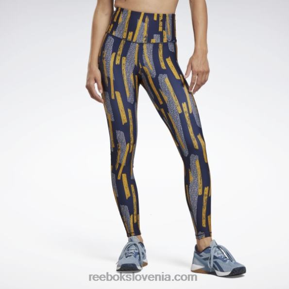 Reebok hlačne nogavice s potiskom myt allover R22JR538 vektorska mornarica ženske