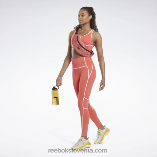 Reebok luksuzne hlačne nogavice colorblock z visokim pasom R22JR347 pol oranžna flare ženske