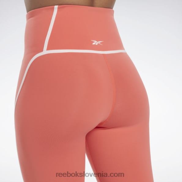 Reebok luksuzne hlačne nogavice colorblock z visokim pasom R22JR347 pol oranžna flare ženske