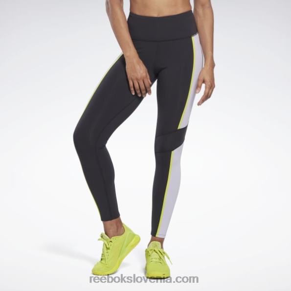Reebok luksuzne hlačne nogavice colorblock z visokim pasom R22JR353 Črna ženske