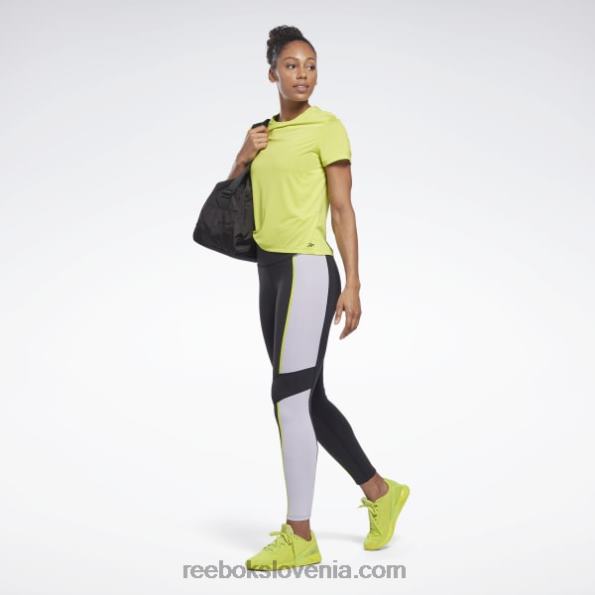 Reebok luksuzne hlačne nogavice colorblock z visokim pasom R22JR353 Črna ženske