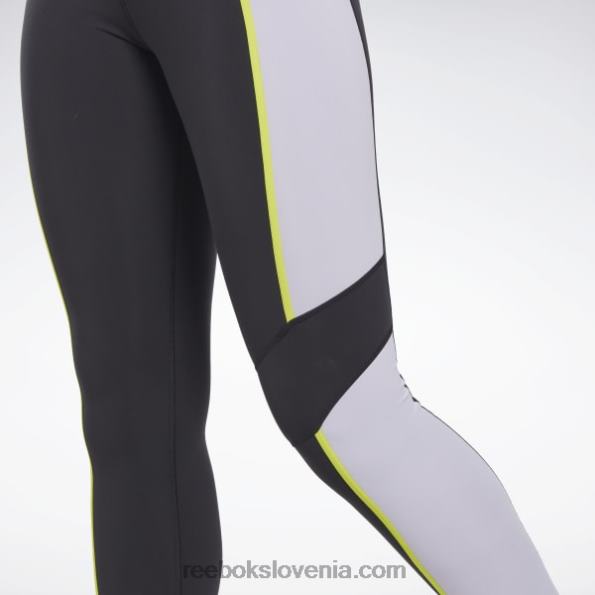 Reebok luksuzne hlačne nogavice colorblock z visokim pasom R22JR353 Črna ženske