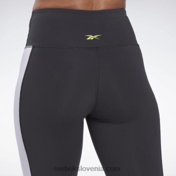 Reebok luksuzne hlačne nogavice colorblock z visokim pasom R22JR353 Črna ženske