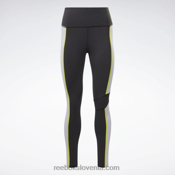 Reebok luksuzne hlačne nogavice colorblock z visokim pasom R22JR353 Črna ženske