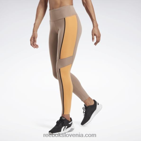 Reebok luksuzne hlačne nogavice colorblock z visokim pasom R22JR501 taupe ženske