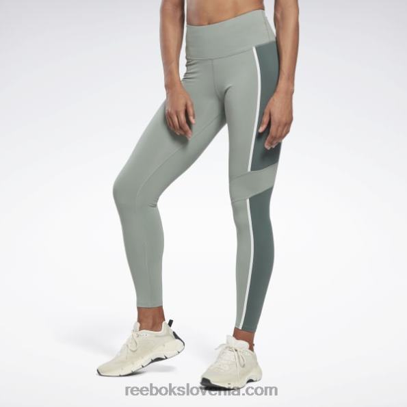 Reebok luksuzne hlačne nogavice colorblock z visokim pasom R22JR525 harmonija zelena ženske