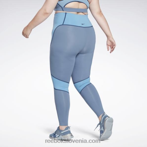 Reebok luksuzne hlačne nogavice z visokim pasom (večja velikost) R22JR872 modri skrilavec ženske