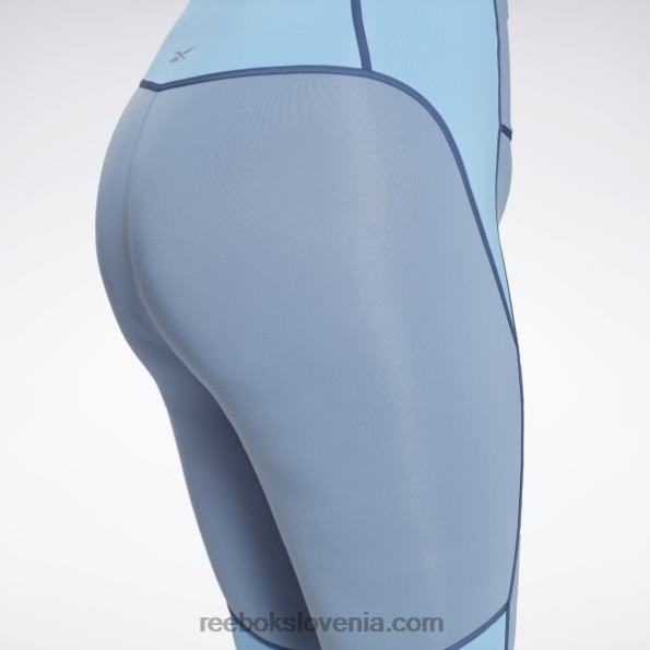 Reebok luksuzne hlačne nogavice z visokim pasom (večja velikost) R22JR872 modri skrilavec ženske