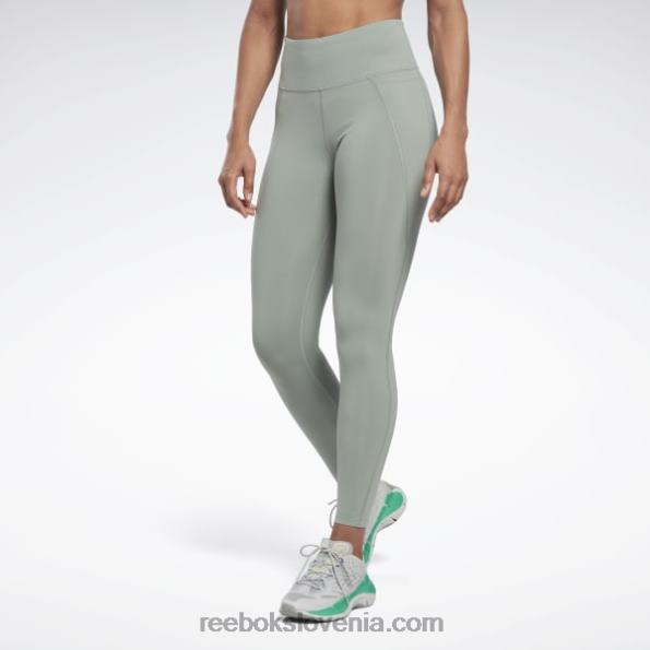 Reebok lux hlačne nogavice z visokim pasom R22JR233 harmonija zelena ženske