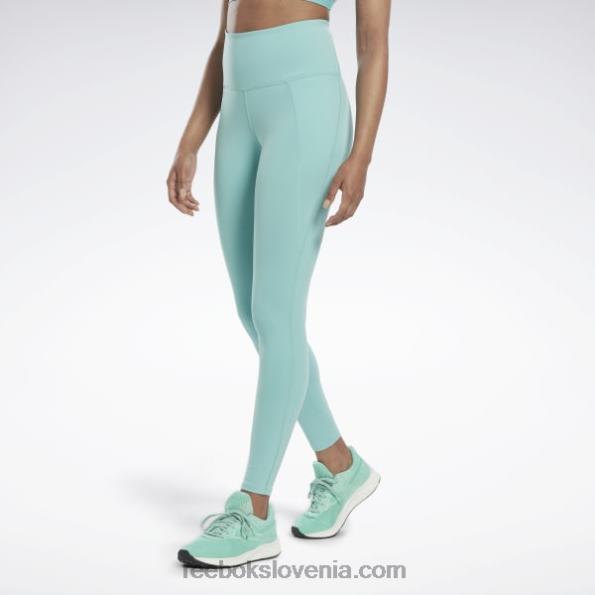 Reebok lux hlačne nogavice z visokim pasom R22JR969 polklasična teal ženske