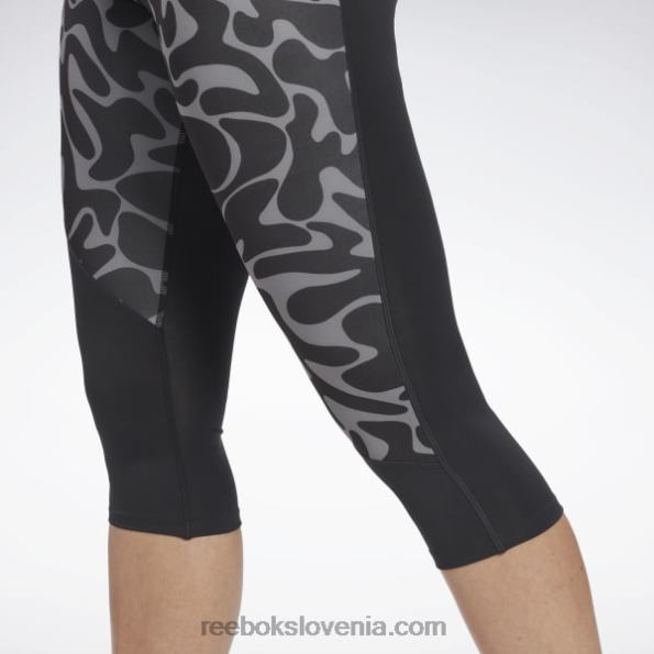 Reebok tekaške potiskane kapri hlače R22JR733 Črna