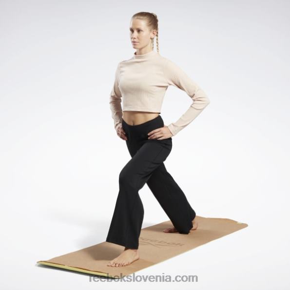 Reebok joga bombažne rebraste hlače R22JR474 Črna ženske