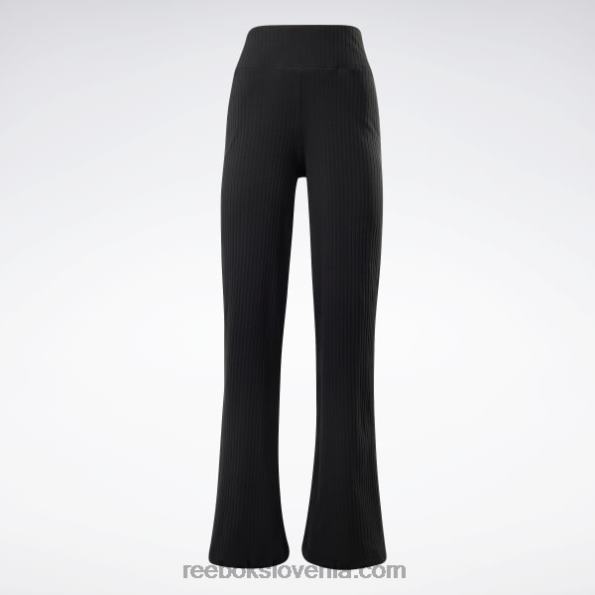 Reebok joga bombažne rebraste hlače R22JR474 Črna ženske