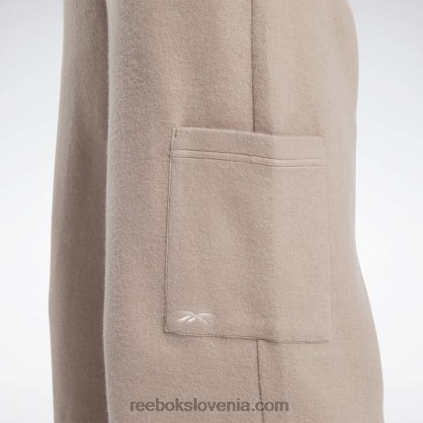 Reebok klasične obrnjene široke hlače iz flisa R22JR259 taupe ženske