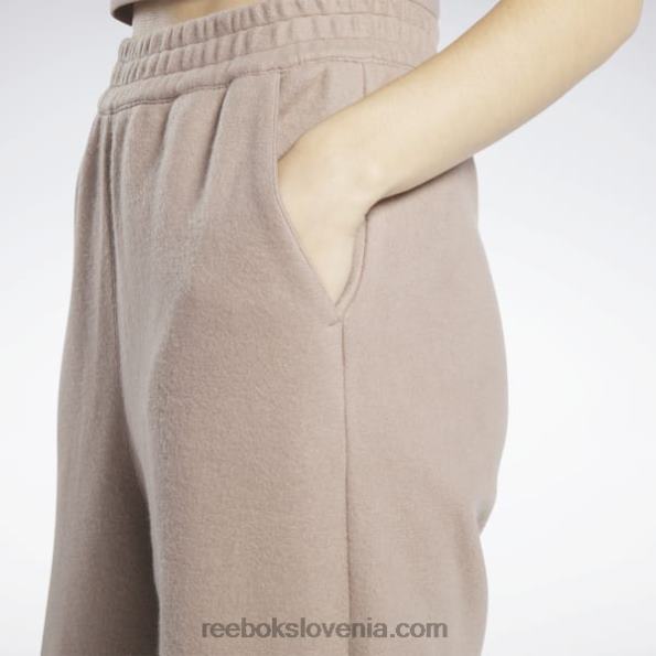 Reebok klasične obrnjene široke hlače iz flisa R22JR259 taupe ženske