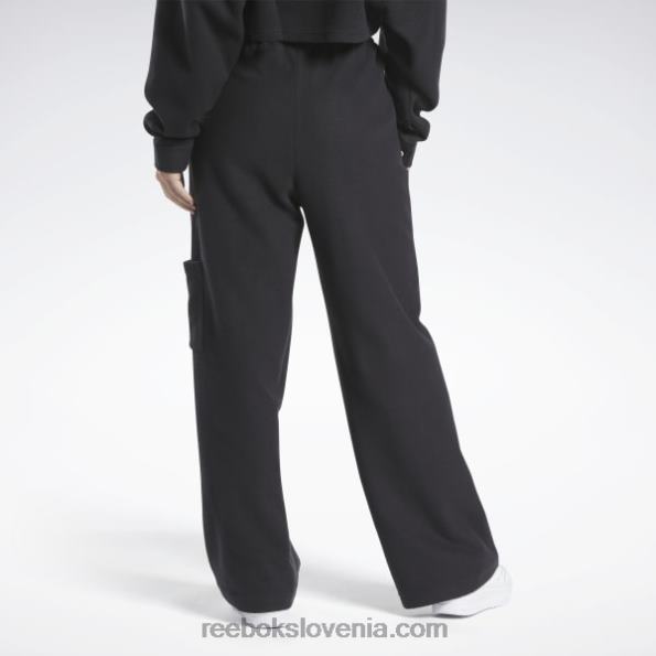 Reebok klasične obrnjene široke hlače iz flisa R22JR403 Črna ženske