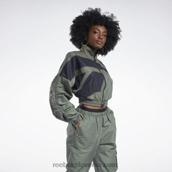 Reebok jakna iz tkanega satena cardi b R22JR940 lovec zelena ženske