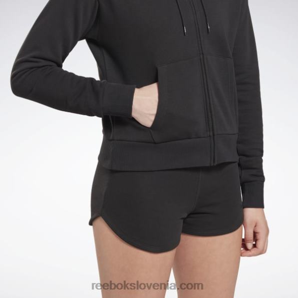 Reebok identity majhen logotip francoskega frotirja z zadrgo s kapuco R22JR437 Črna ženske