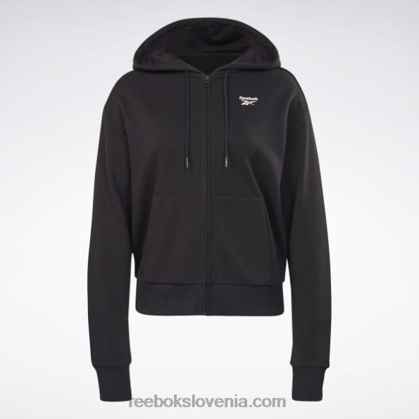 Reebok identity majhen logotip francoskega frotirja z zadrgo s kapuco R22JR437 Črna ženske