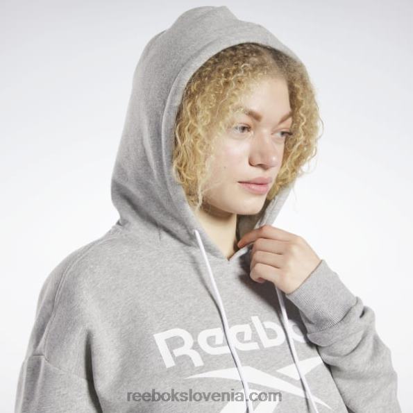 Reebok identity velik logotip iz flisa s kapuco R22JR464 srednje siva vresa ženske
