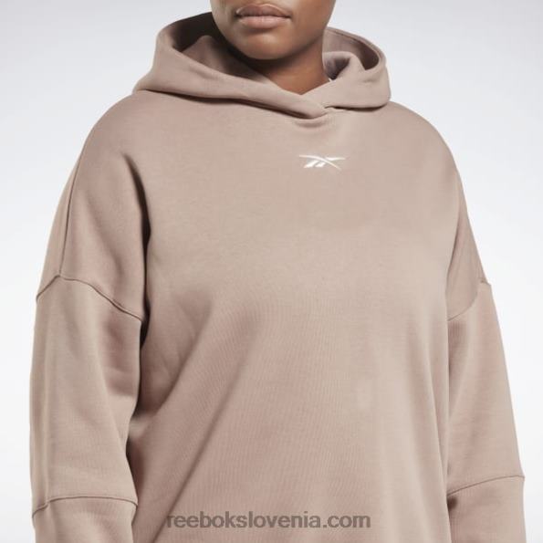 Reebok studio recikliran oversize pulover s kapuco (večja velikost) R22JR577 taupe ženske