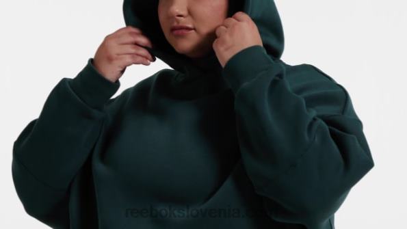 Reebok studio recikliran oversize pulover s kapuco (večja velikost) R22JR586 gozdno zelena ženske