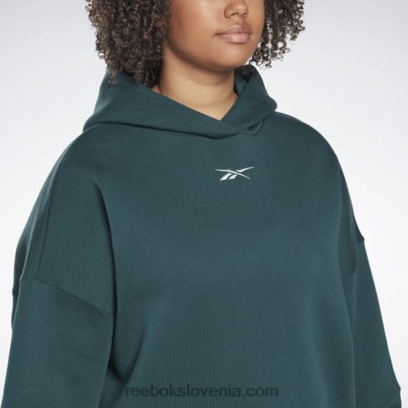 Reebok studio recikliran oversize pulover s kapuco (večja velikost) R22JR586 gozdno zelena ženske