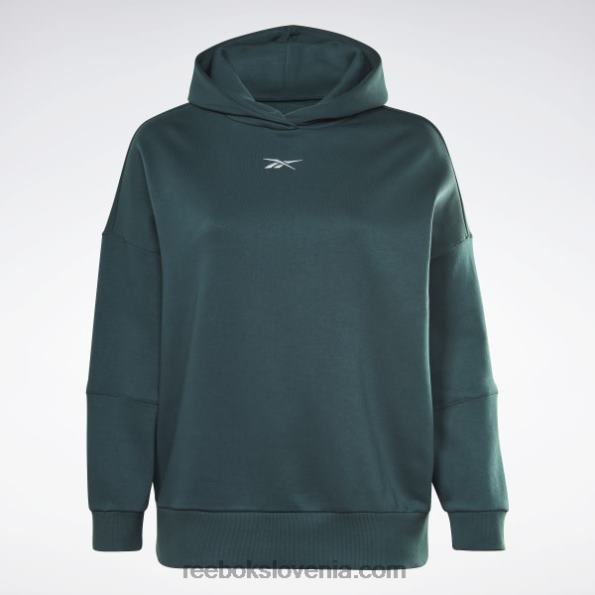 Reebok studio recikliran oversize pulover s kapuco (večja velikost) R22JR586 gozdno zelena ženske