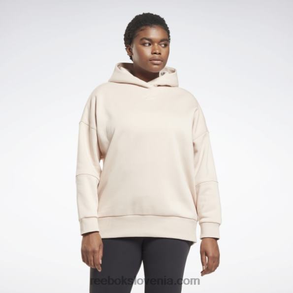 Reebok studio recikliran oversize pulover s kapuco (večja velikost) R22JR850 mehki ekru ženske