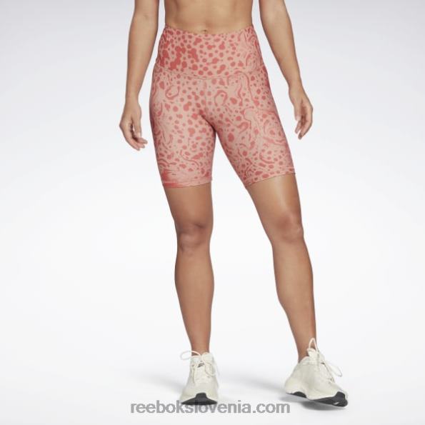 Reebok luksuzne drzne kratke hlače z visokim pasom in modernim safari potiskom R22JR736 kanjonske korale ženske