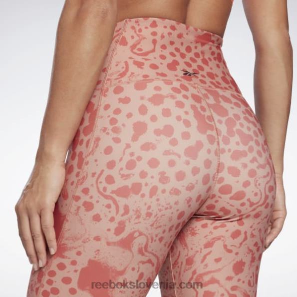 Reebok luksuzne drzne kratke hlače z visokim pasom in modernim safari potiskom R22JR736 kanjonske korale ženske