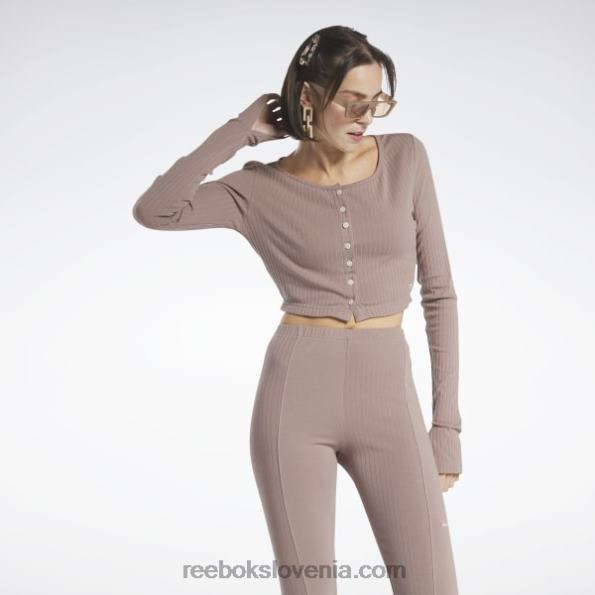 Reebok klasična majica z dolgimi rokavi R22JR563 taupe ženske